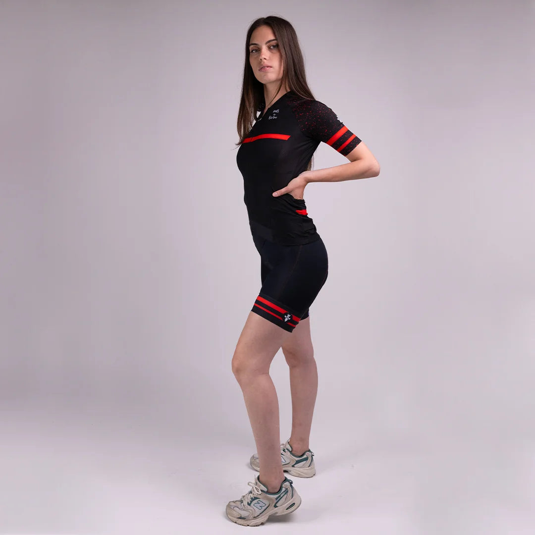 Women's Complete Cycling Outfit 2 pieces RED GRUNGE